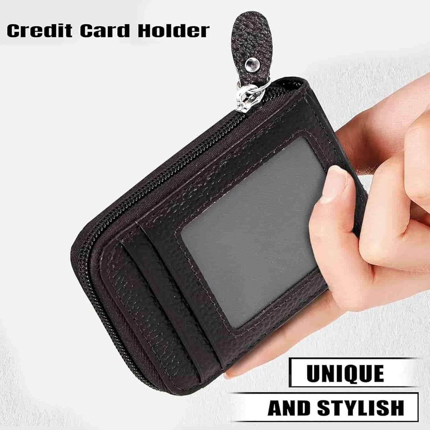 10 Slot Vertical Credit Debit Zipper Card Holder Wallet (Assorted Color)